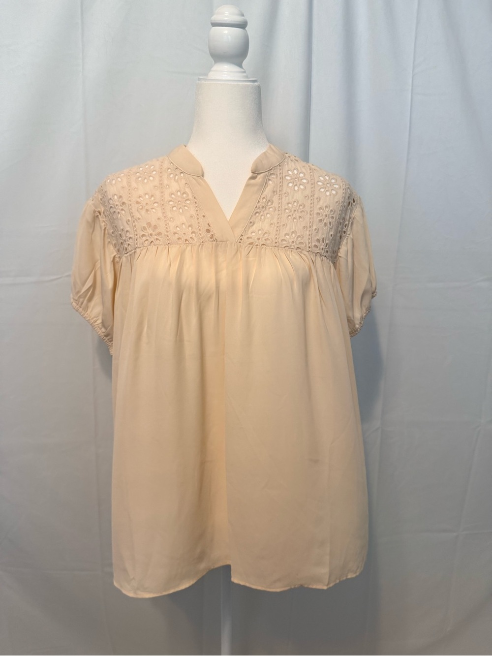 New with tags, OTT, Women's Cream Embroidered Yoke Blouse